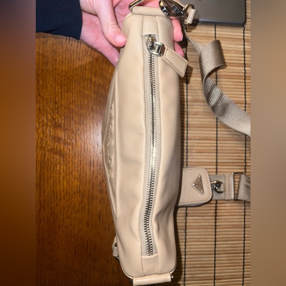 Prada Triangle Leather Shoulder Bag in Sand Beige LIKE NEW - Picture 14 of 16